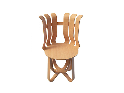 实木圆椅模型3d模型