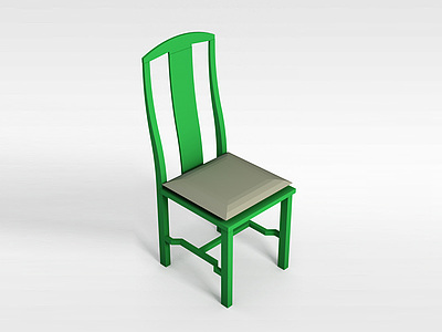 3d绿色实木餐椅模型