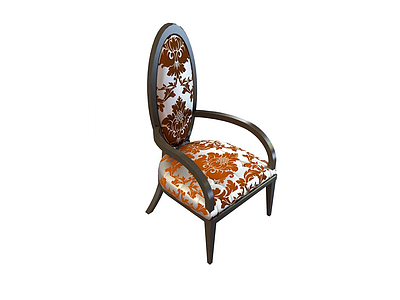 3d实木印花布艺椅免费模型