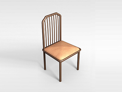 3d实木简约餐椅模型