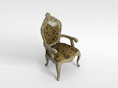 3d欧式雕花沙发椅模型