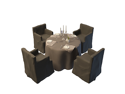 3d西餐厅桌椅免费模型