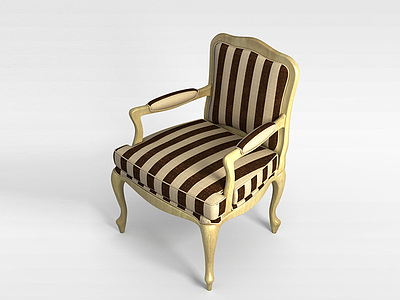 3d条纹布艺沙发椅模型