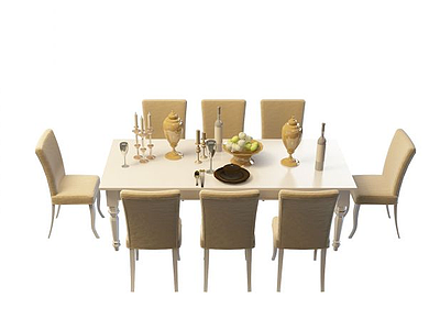 3d白色餐桌免费模型