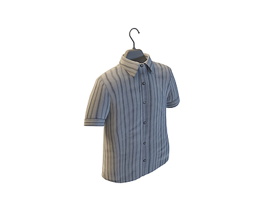 男士条纹短袖衬衣模型3d模型