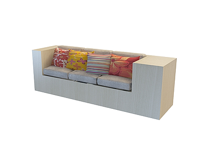 木质三人沙发模型3d模型