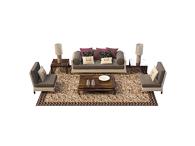 家庭沙发茶几组合模型3d模型