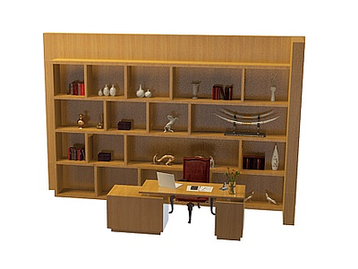 3d现代简易书柜模型