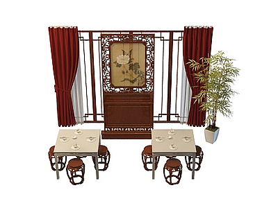 中式桌椅模型