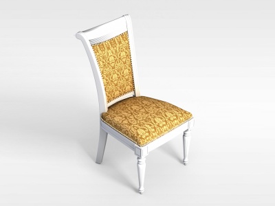 3d欧式象牙白餐椅模型