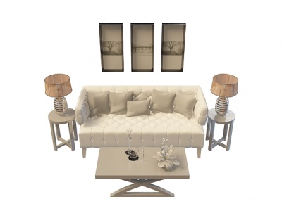 温馨客厅沙发茶几模型3d模型