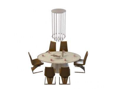 椭圆形餐桌椅模型3d模型