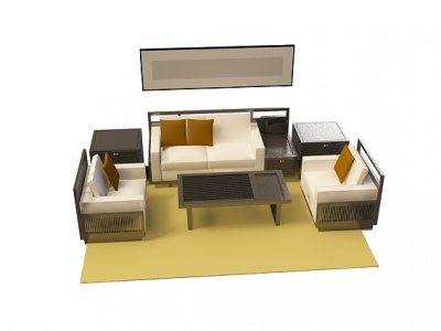 3d客厅沙发茶几免费模型