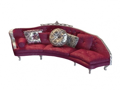 欧式三人沙发模型