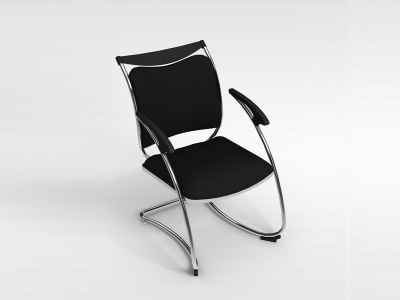 3d黑色皮质弓形椅模型