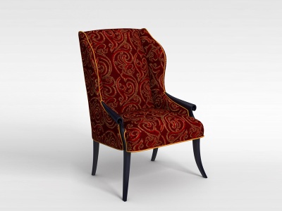 3d欧式红色休闲椅模型