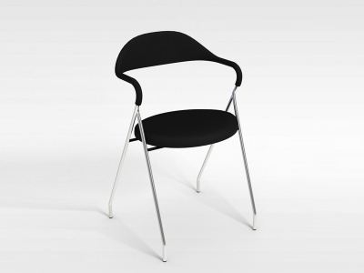 3d现代不锈钢腿黑色座椅模型