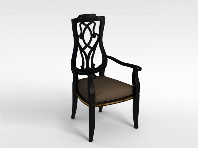 3d欧式黑色<font class='myIsRed'>实木</font>餐厅椅模型