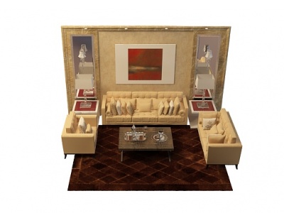 客厅沙发茶几模型