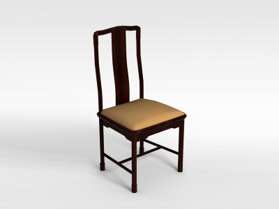 3d现代风格棕色实木靠背椅模型