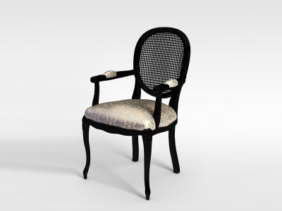 3d欧式黑木餐椅模型