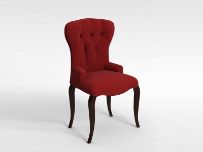 3d红色简欧餐椅模型