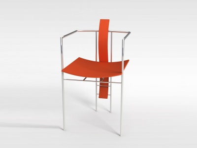 3d橙色不锈钢扶手椅子模型