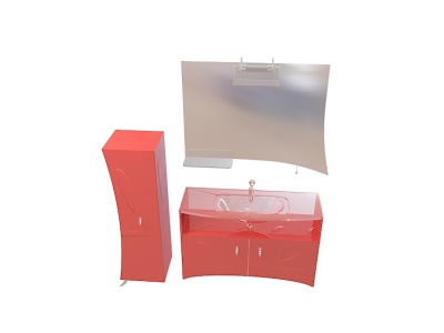 红色洗手台柜模型3d模型