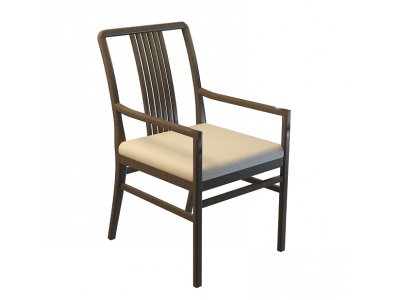 3d褐色实木扶手椅模型