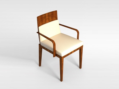 黄色实木扶手椅模型3d模型