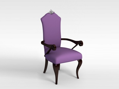 3d欧式紫色高背椅模型