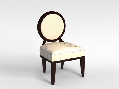 白色印花简欧餐椅模型3d模型