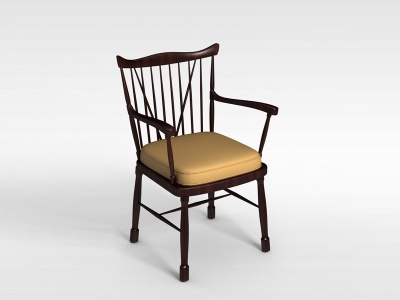3d现代木质扶手餐椅模型