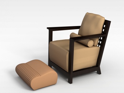 棕色沙发椅和沙发凳模型3d模型