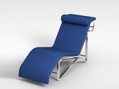3d蓝色皮质躺椅模型