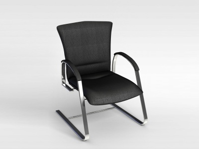 3d普通黑色皮质弓形椅模型