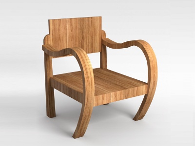 3d白木扶手椅模型