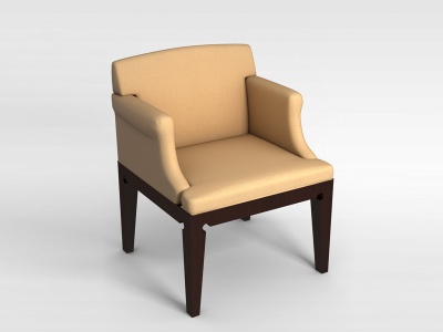3d黄色皮质扶手椅模型