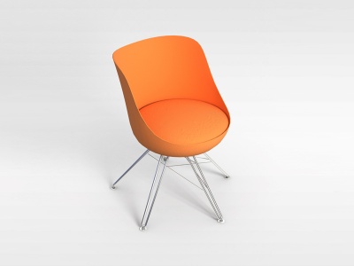 3d不锈钢腿橙色布艺椅模型