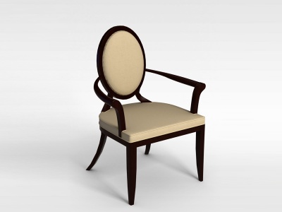 3d餐厅木质扶手椅模型