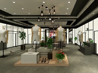 3d现代服装店模型