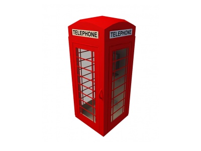 3d红色电话亭模型