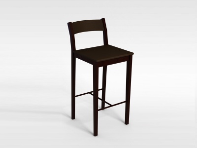 3d现代棕色实木吧椅模型