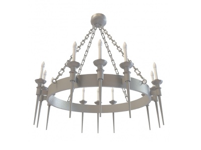3d复古铁链蜡烛吊灯模型