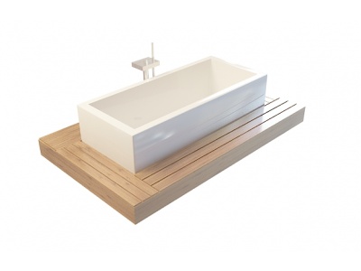 3d木底座浴缸模型