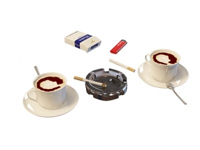 3d咖啡香烟打火机模型