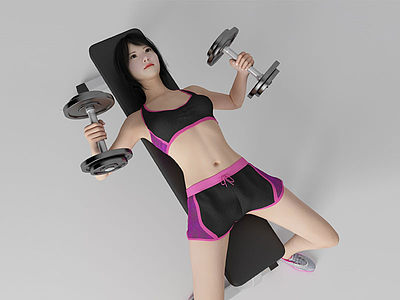 3d现代健身美女人物模型