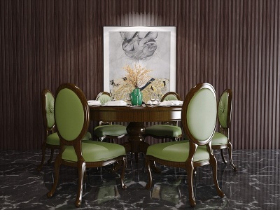 3d现代风格圆形餐桌椅模型