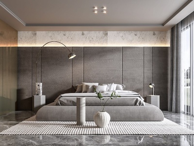现代卧室双人床模型3d模型