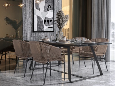 3d现代餐厅餐桌椅模型